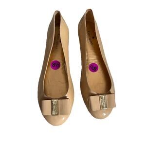 Kate‎ Spade Nude Ballet Flats Bow Gold Hardware | 8.5